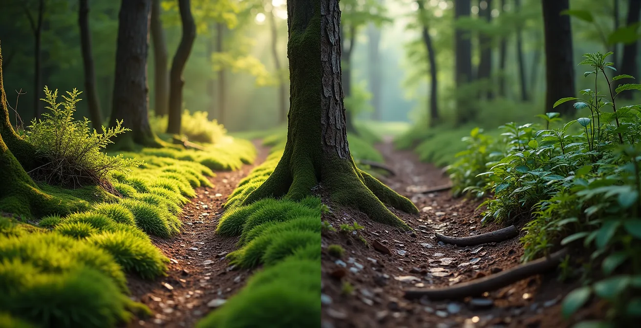 Vergleich zwischen unberührtem und touristisch belasteten Regenwald-Pfaden