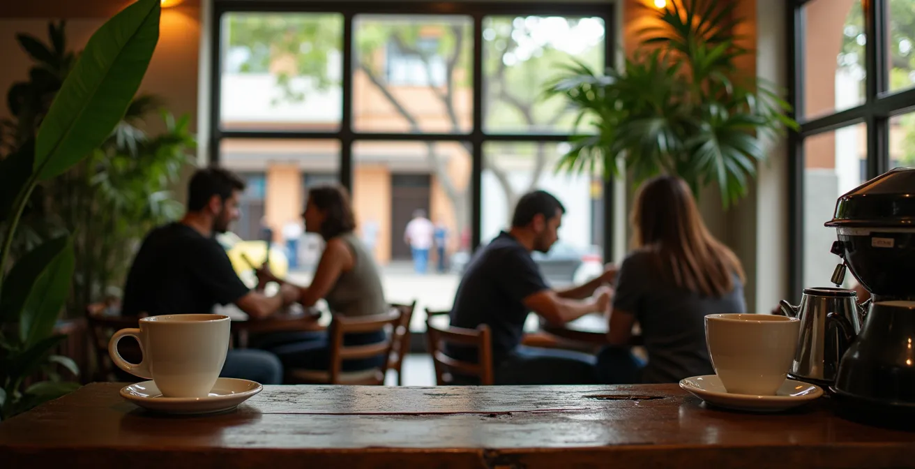 Hippes Café im Barrio Escalante mit traditioneller Architektur und modernem Design