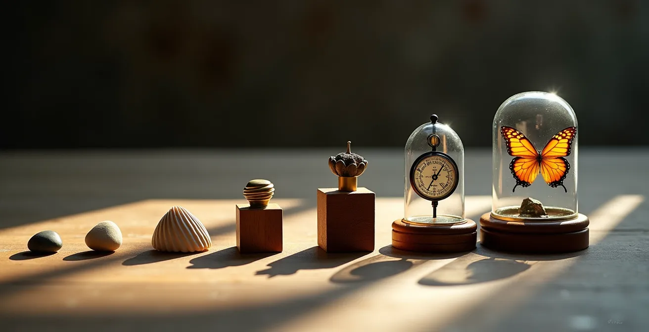 Visuelle Darstellung der 7 Planungsschritte als abstraktes Konzept ohne Text